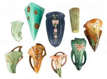 (9) Roseville, Weller, and Royal Hager Wall  Pockets