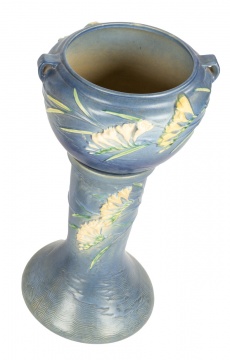 Roseville Pottery Freesia Blue Jardiniere and  Pedestal