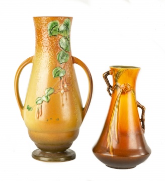 (2) Large Roseville Art Pottery Vases