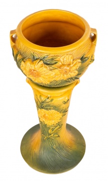 Roseville Pottery Peony Jardiniere and  Pedestal