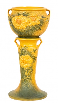 Roseville Pottery Peony Jardiniere and  Pedestal