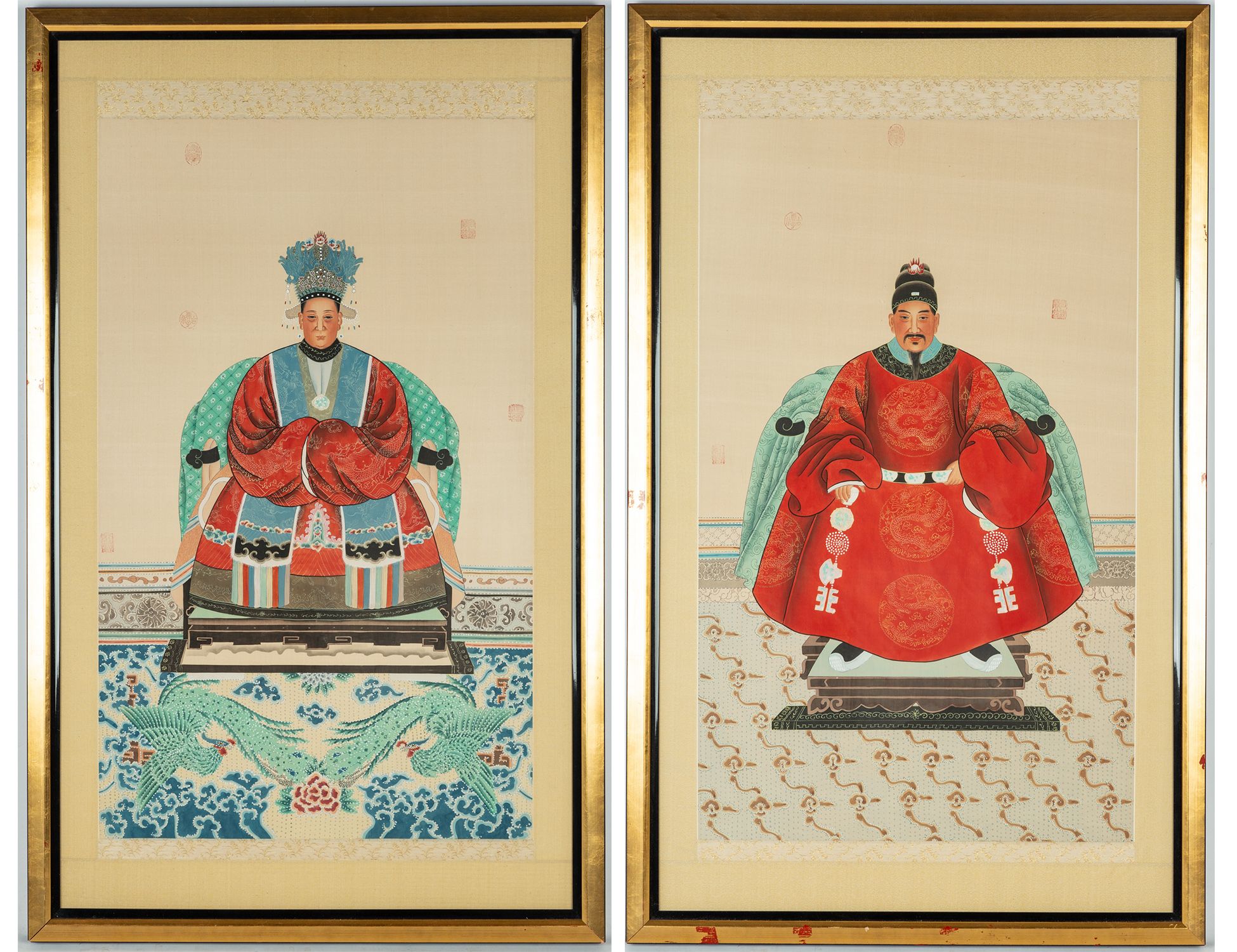 (2) Chinese Court Paintings on Silk Cottone Auctions