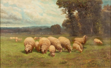 Landscape Painting of Sheep 