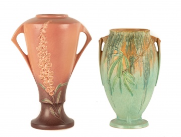 (2) Large Roseville Vases