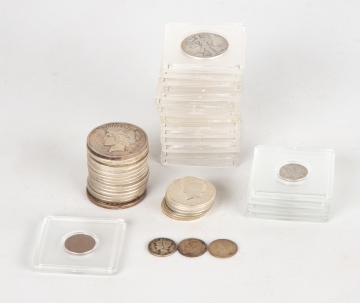 (15) Silver Dollars, (21) Silver Half Dollars, (7)  Silver Dimes, 1906 Indian Head Penny