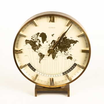 Kienzle Weltzeituhr Modernist World Time Zone Table Clock