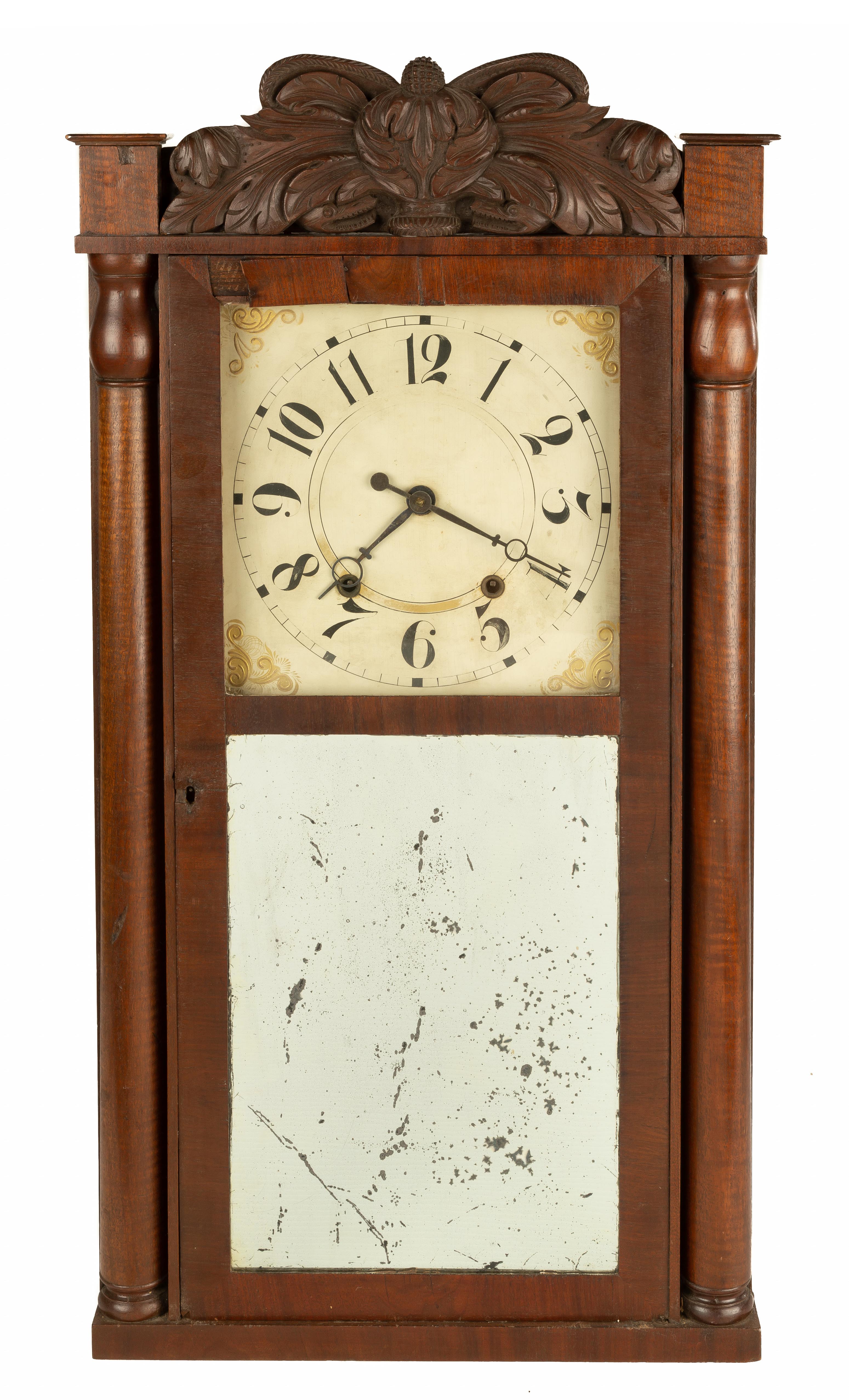 Eli Terry, Jr. Column & Splat Mirror Shelf Clock | Cottone Auctions