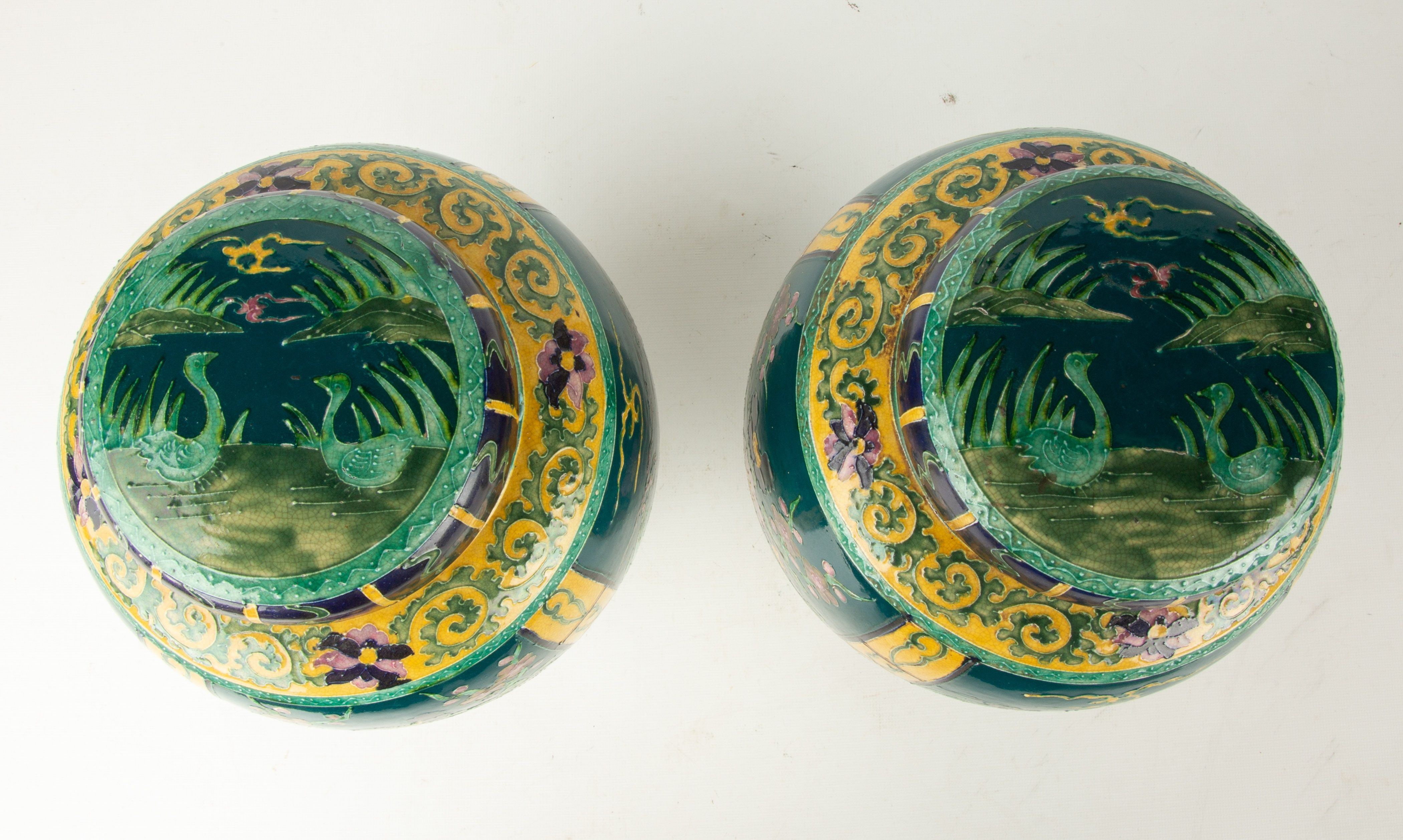 Chinese Fahua Porcelain Urns