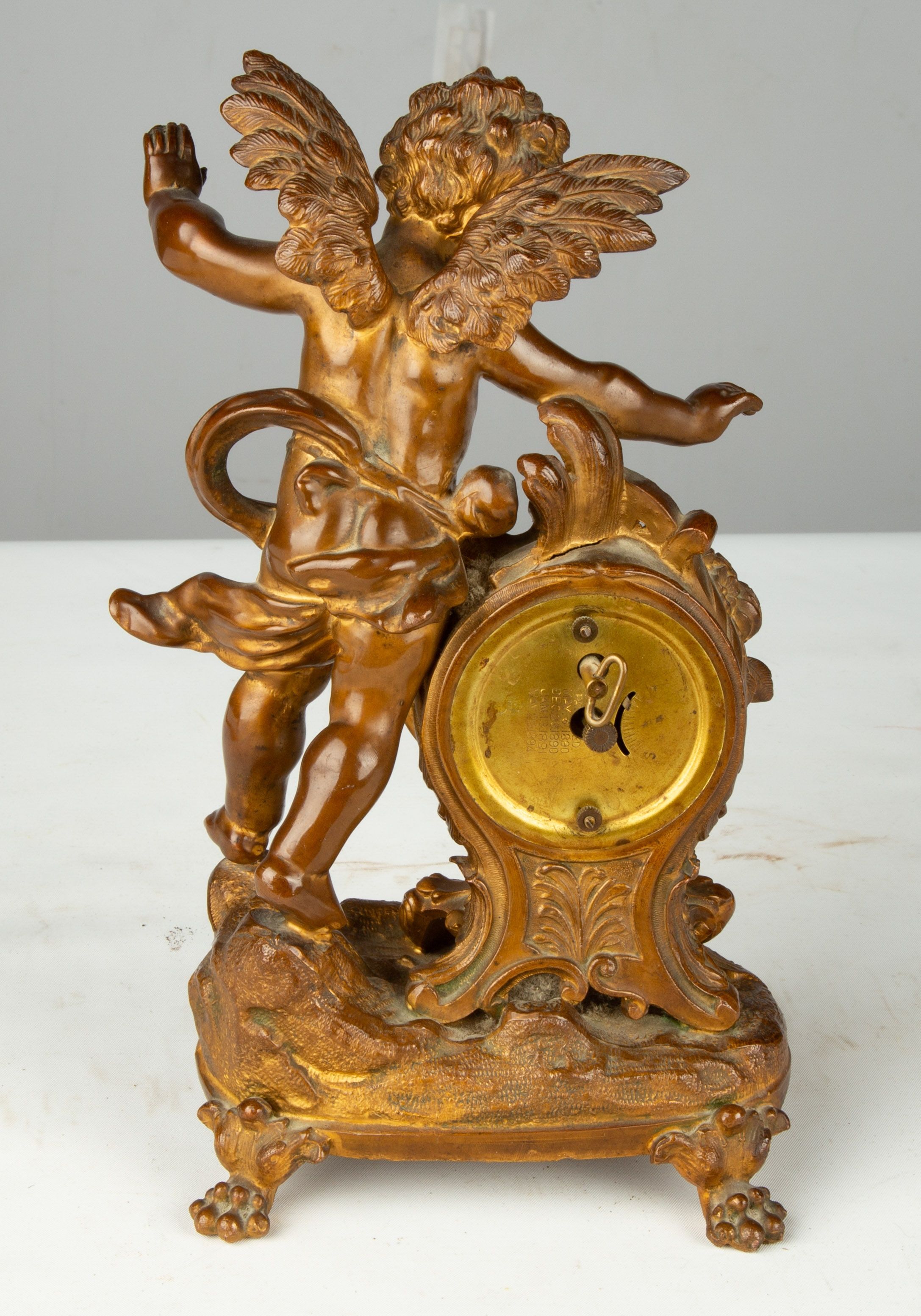Bronze Desk Clock with Cherub Cottone Auctions