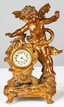 Bronze Desk Clock with Cherub