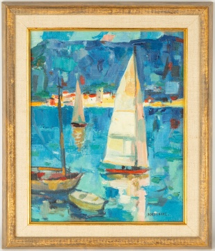 Pierre Bordenave (French, 1900-1970) "Voilers  en Mediterranee"