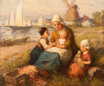 F.G. Grust (Dutch, 19/20th Century) Mother with Children