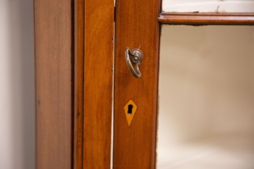 PA Hepplewhite Cherry Scroll Top Corner Cupboard