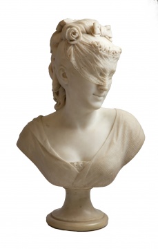Giovanni Turini (Italian/American, 1841-1899) Marble Sculpture of Veiled Woman