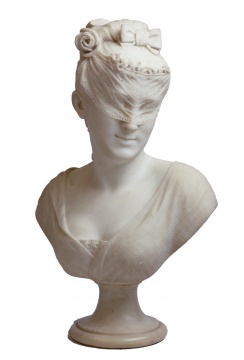 Giovanni Turini (Italian/American, 1841-1899) Marble Sculpture of Veiled Woman