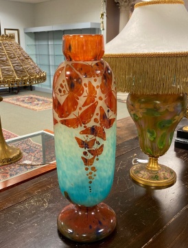 Le Verre Francais Papillons French Cameo Art Glass Vase