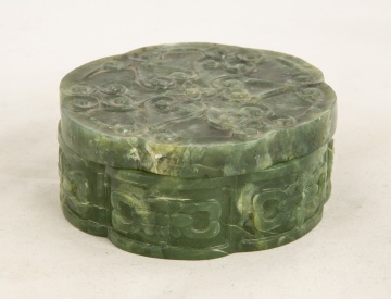 Chinese Carved Jade Covered Box