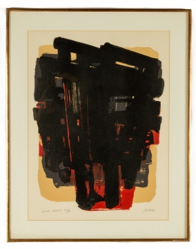 Pierre Soulages (French, b. 1919) "Brown and Black Composition"