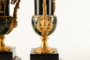 Pair of French Ormolu & Marble Urns