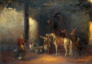 Douglas Arthur Teed (American, 1863–1929) Arabs in Courtyard