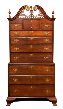 A Rare Chippendale Cherry Chest on Chest, Attr. to Eliphalet Chapin