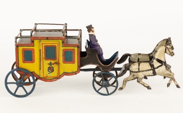 French Tin Plate Horse Drawn Carriage