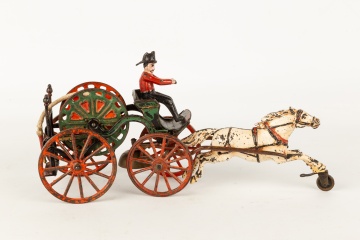 (2) Cast Iron Horse Drawn Fire Pumpers