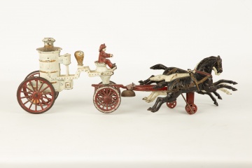 (2) Cast Iron Horse Drawn Fire Pumpers