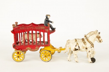 Cast Iron 2-Horse Royal Circus Cage Wagon Toy