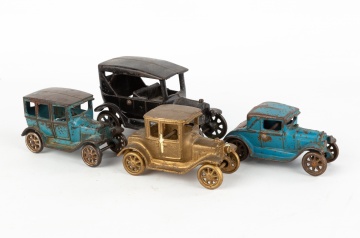 (4) Cast Iron Arcade Automobiles