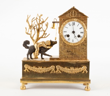 French Louis XVI Ormolu & Patinaed Bronze Clock