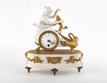 French Sévres Gilt Bronze and Bisque Clock