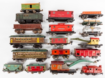 Various Lionel, Ives and American Flyer Toy Train Cars
