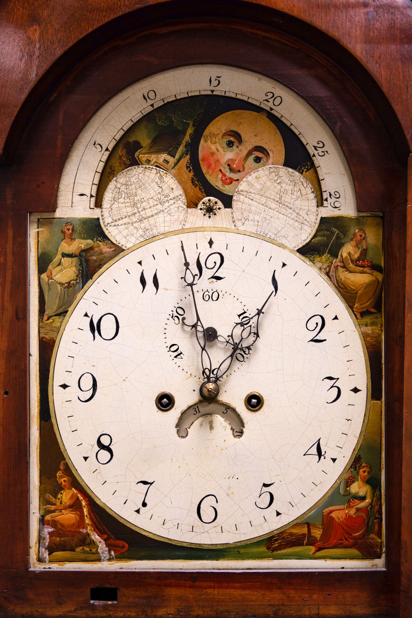 English Moon Phase Tall Case Clock Cottone Auctions