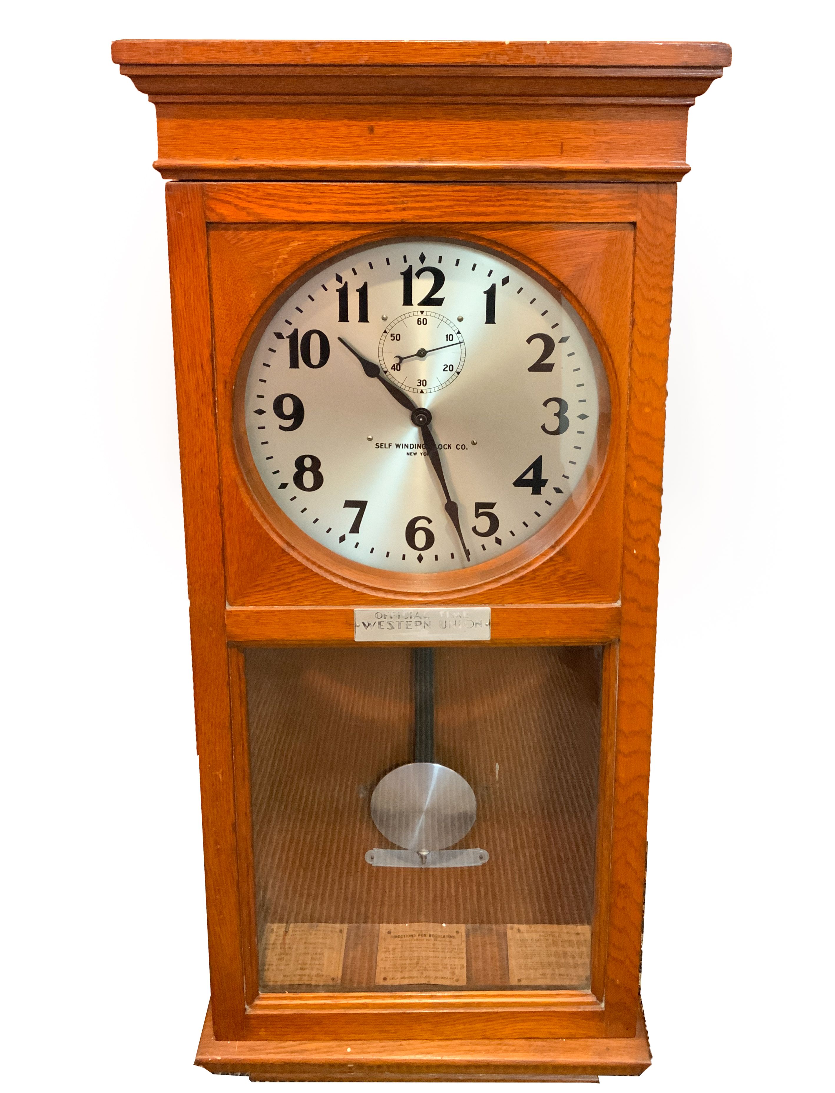 Self Winding Clock Company, NY Wall Clock Cottone Auctions