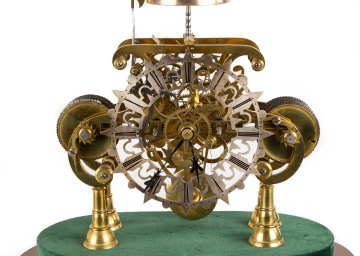 Unusual English Double Fusee Skeleton Clock