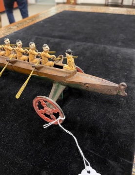 US Hardware Company Cast Iron Crew Row Boat Pull Toy