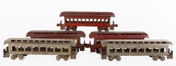 Group of Cast Iron Toy Train Coach Cars