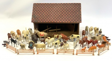 Toy Barn & Composition Animals