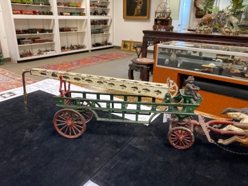 Cast Iron Horse Drawn Fire Hose Truck