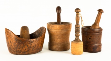 Group of Burl Mortar and Pestles and Mashers