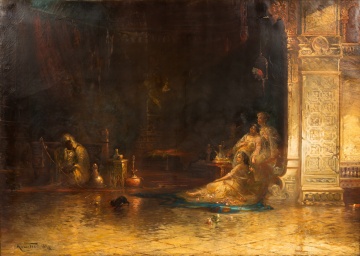 Douglas Arthur Teed (American, 1864-1929) Interior Middle East Court Scene