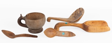 Coconut Cup & Native American Burl Ladle, Wooden Utensils