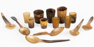 Group of 19th Century Horn Cups & Utensils