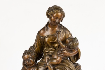 19th Century French Bronze Figural Group of Mother and Child