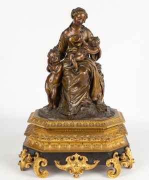 19th Century French Bronze Figural Group of Mother and Child