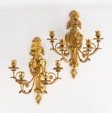 Pair of Gilt Bronze Candelabra Sconces