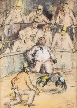 Randall Davey (American, 1887-1964) "Cock Fight, Havana"