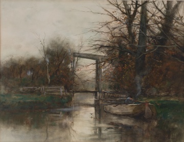 Charles Gruppe (American, 1860-1940) "Canal Scene"