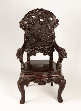 Japanese Mahogany Throne Chair